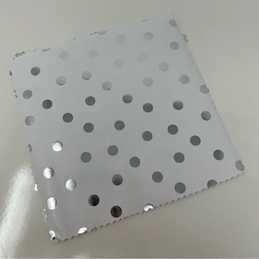 White with Silver Foil Polka Dots Flat Gift Wrap Sheets